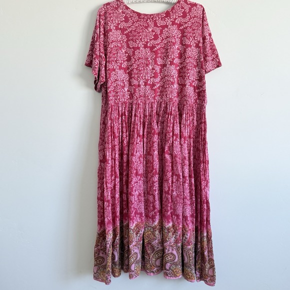 House Dress Cottage Women XL Pink Floral Lounge Peasant Porch Comfort VTG - Picture 3 of 9